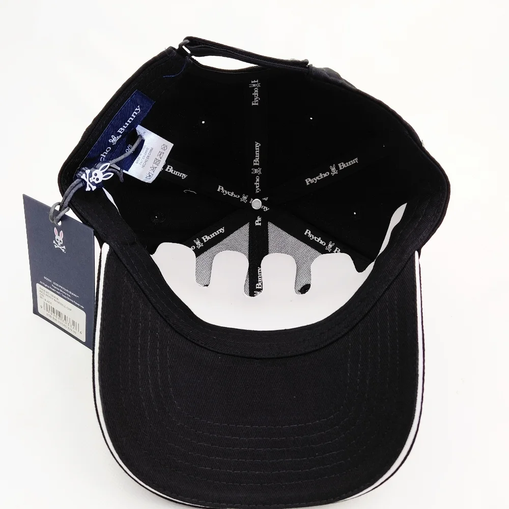 Psycho Bunny Curved Bill Mesh Strapback Hat Cap Black Youth